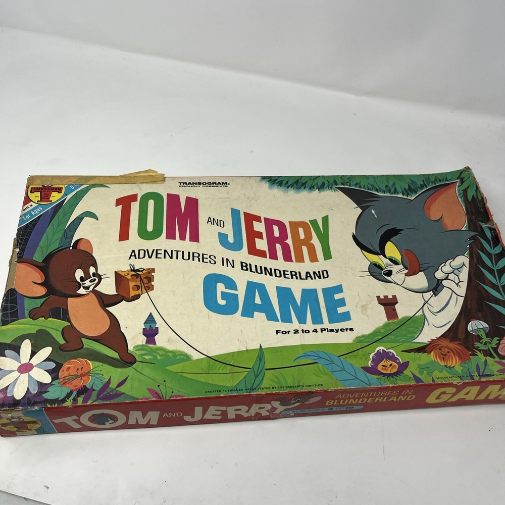 Vtg 1965 Tom & Jerry Adventure in Blunderland Game Transogram Incomplete Used